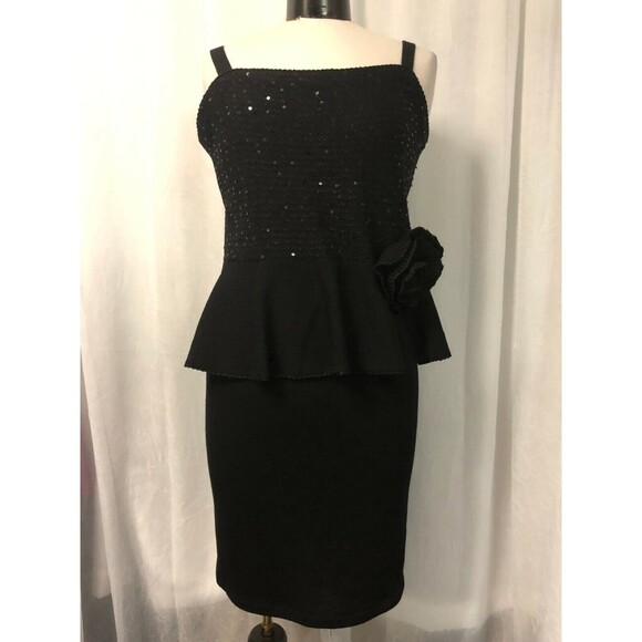 Fianona Vintage Dress 2 Pc Black Wool Knit Sequins Size Large - Picture 3 of 10